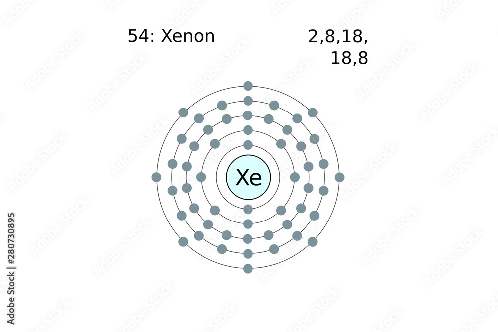 Xenon atom, illustration of a xenon Xenon atom, illustration of a xenon