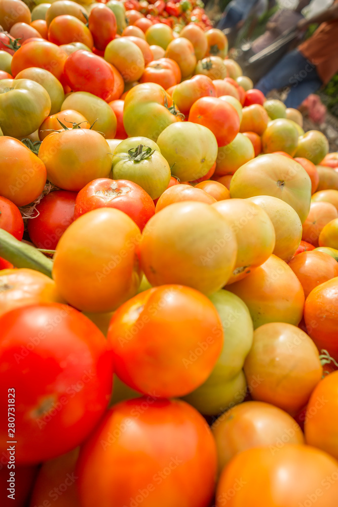 Close-up of tomatoes at a public market