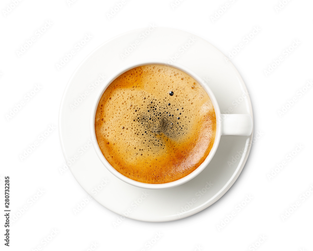 coffee cup top view isolated on white background. with clipping path. coffee cup top view isolated on white background. with clipping path.