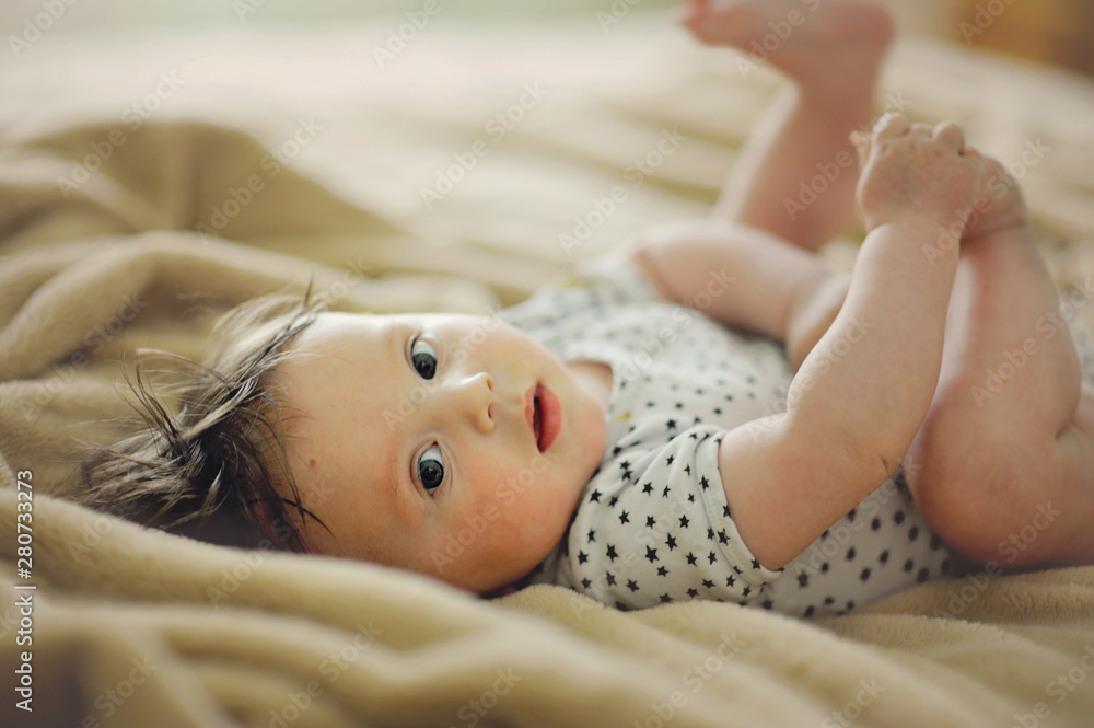 Baby boy on bed Baby boy on bed