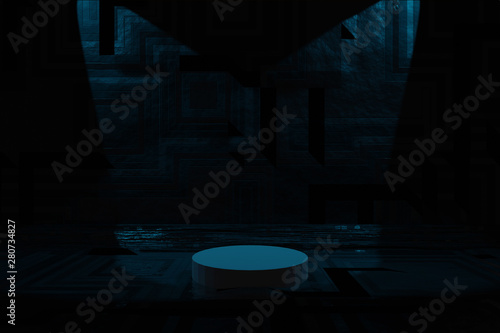 Abstract 3d Background with light. 3d image of grunge classic black texture. Darkness concept. CGI illustration.