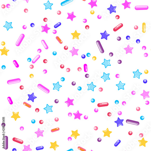 Sprinkle Cupcake Donut Topping. Seamless Pattern 