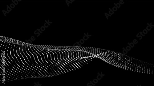 Abstract digital wave of particles. Futuristic point wave. Technology background vector. Vector illustration