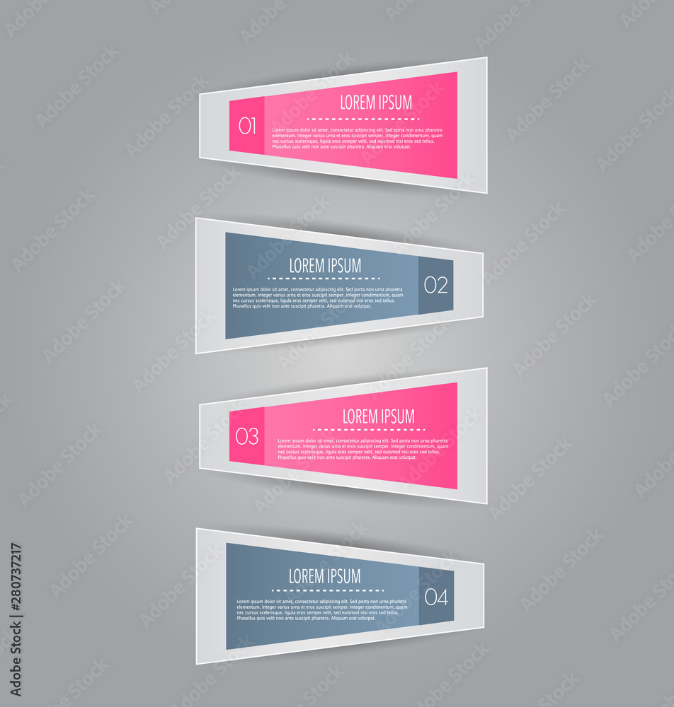 Business infographics tabs template for presentation, education, web design, banner, brochure, flyer. Pink and grey colors. Vector illustration. Business infographics tabs template for presentation, education, web design, banner, brochure, flyer. Pink and grey colors. Vector illustration.