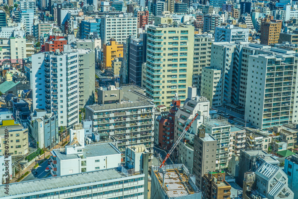 Obraz premium 文京シビックセンター展望ラウンジから見える東京の街並み