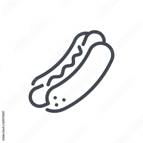 Hot dog line icon. Vector outline sign.