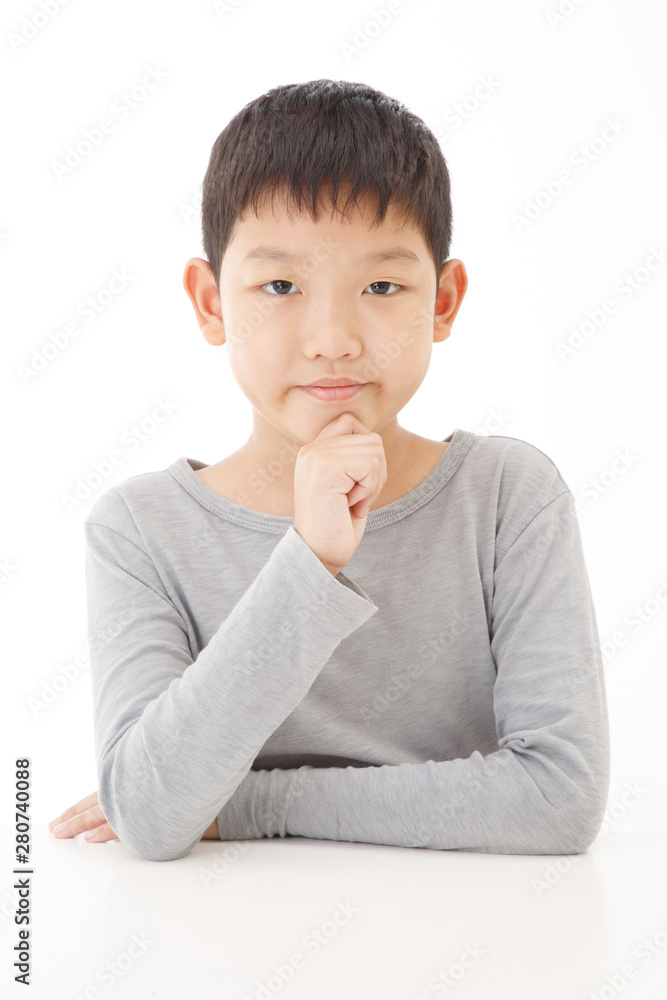 Happy Cute Asian Boy Portrait isolated on White Background. Happy Cute Asian Boy Portrait isolated on White Background.