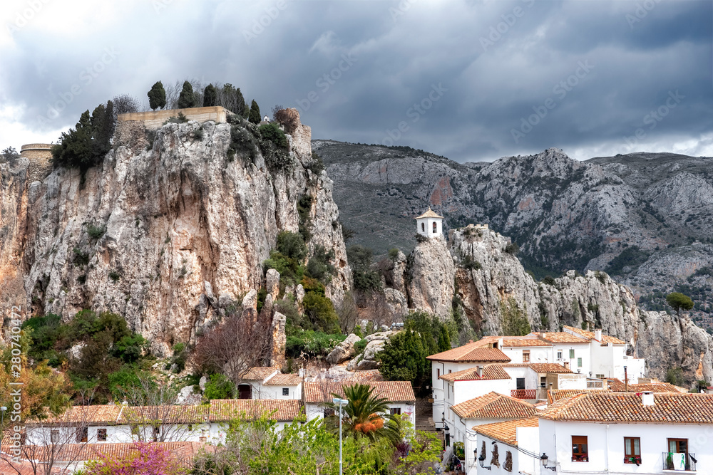 A picturesque town in a mountainous area with ancient history and architectural heritage - Guadalest, Spain, Apr.2019