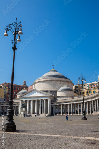 NAPLES, ITALY - APRIL, 2018: Basilica of San Francesco di Paola located at the west side of the Piazza del Plebiscito © anamejia18