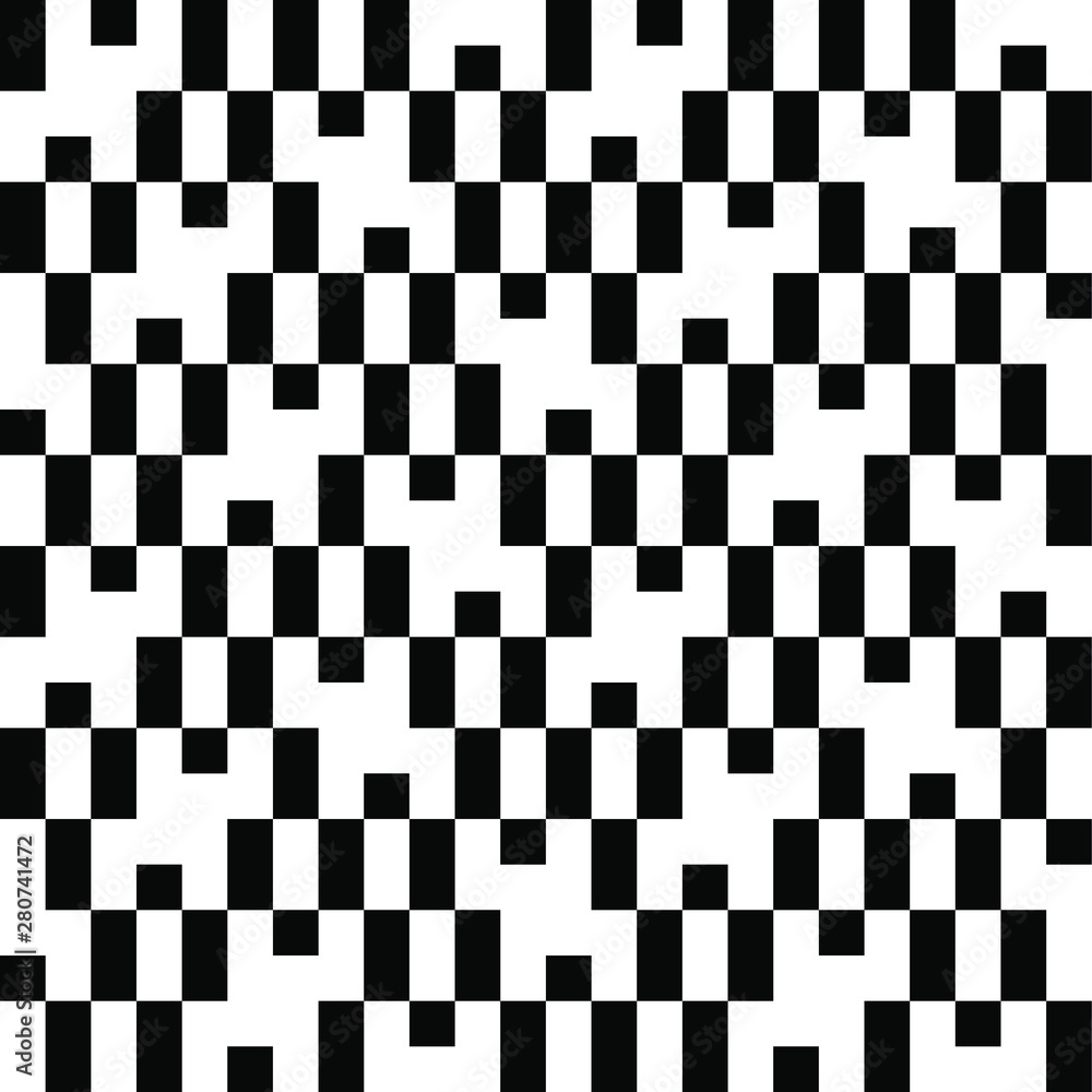Fototapeta premium Abstract geometric background. Black and white texture of rectangular shapes. Seamless pattern.