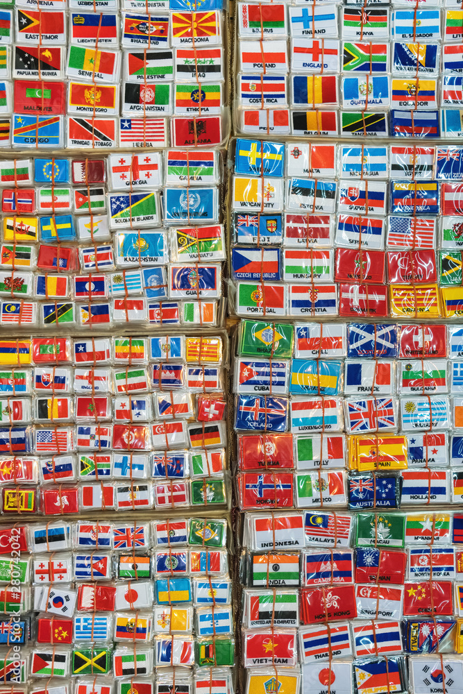 Fototapeta premium Bunch of patches with world country flags