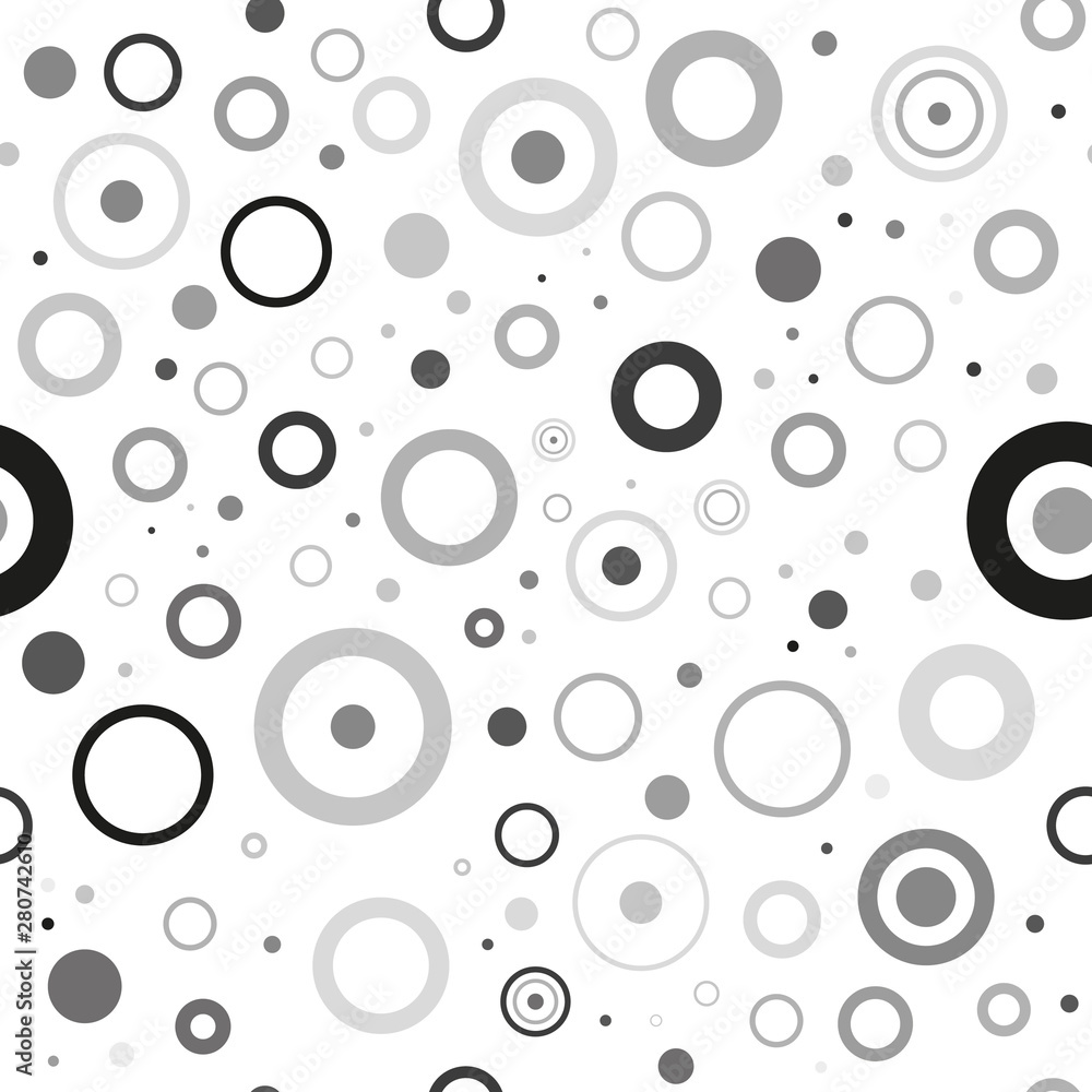 Vector seamless pattern. Gray circles on a white background.