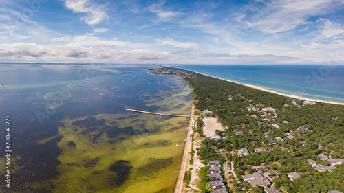 Fototapeta Naklejka Na Ścianę i Meble -  Baltic drone photo jurata summer shot blue sky