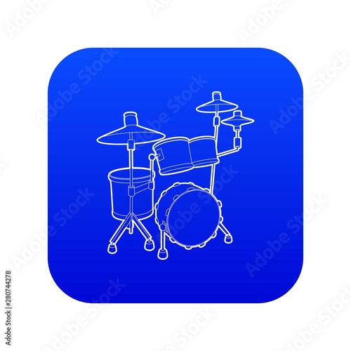 Drum icon blue vector isolated on white background