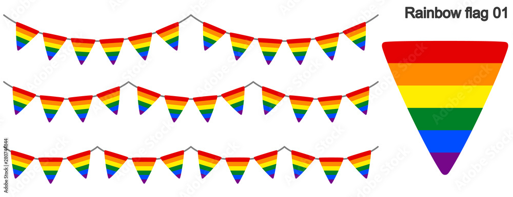 Obraz premium レインボーフラッグのガーラーンドのベクターデータ（bunting garland）
