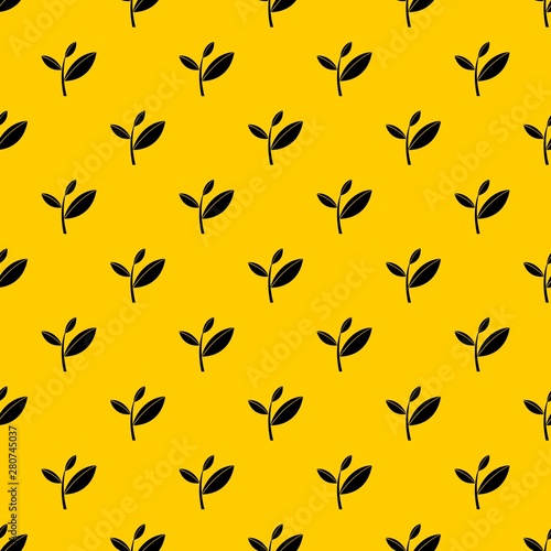 Tea leaf sprout pattern seamless vector repeat geometric yellow for any design