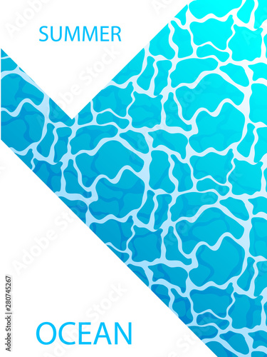 Summer cover on the background of the ocean, vector art illustration.