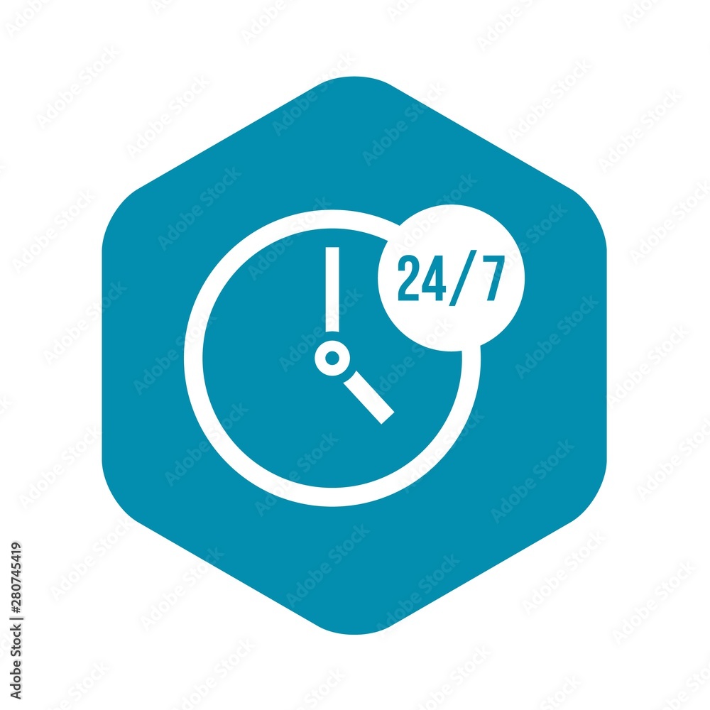 Clock 24 7 icon. Simple illustration of clock 24 7 vector icon for web Clock 24 7 icon. Simple illustration of clock 24 7 vector icon for web