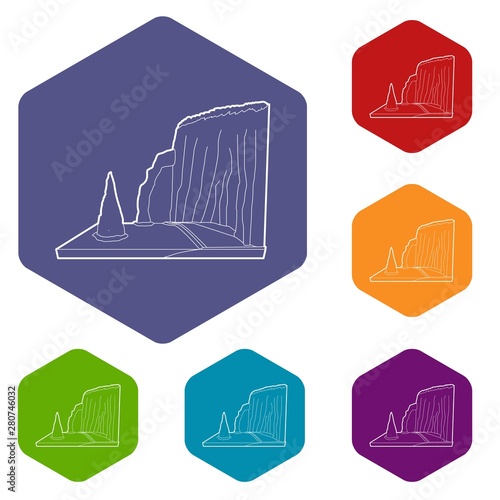 Sea cliff icon. Outline illustration of sea cliff vector icon for web