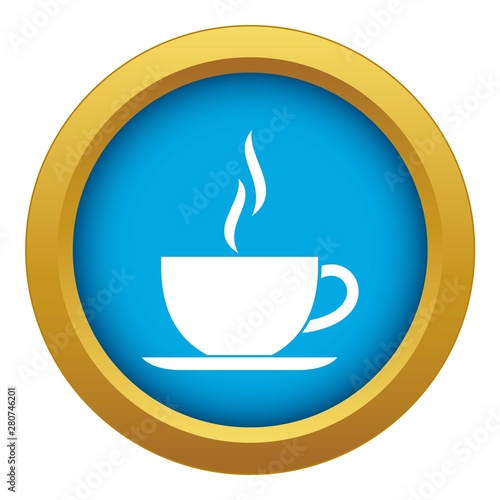 Cup of hot drink icon blue vector isolated on white background for any design