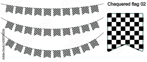 チェッカーフラッグ(レース旗)のガーラーンドのベクターデータ（bunting garland）