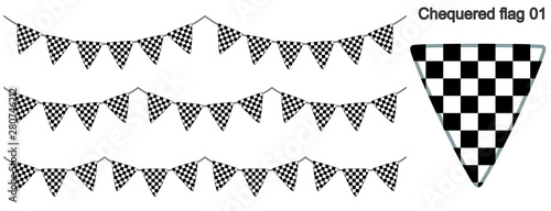 チェッカーフラッグ(レース旗)のガーラーンドのベクターデータ（bunting garland）