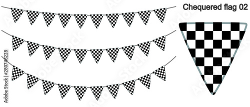 チェッカーフラッグ(レース旗)のガーラーンドのベクターデータ（bunting garland）