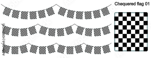 チェッカーフラッグ(レース旗)のガーラーンドのベクターデータ（bunting garland）