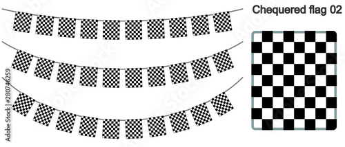 チェッカーフラッグ(レース旗)のガーラーンドのベクターデータ（bunting garland）