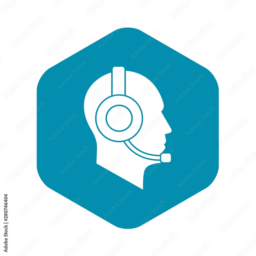 Operator in headset icon. Simple illustration of operator in headset vector icon for web Operator in headset icon. Simple illustration of operator in headset vector icon for web