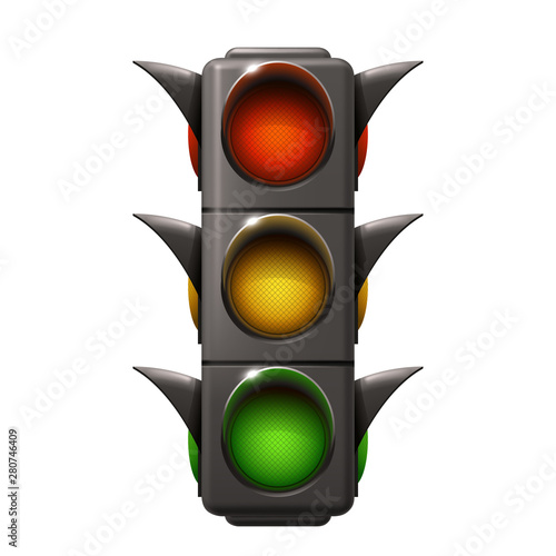 realistic traffic light isolated on white