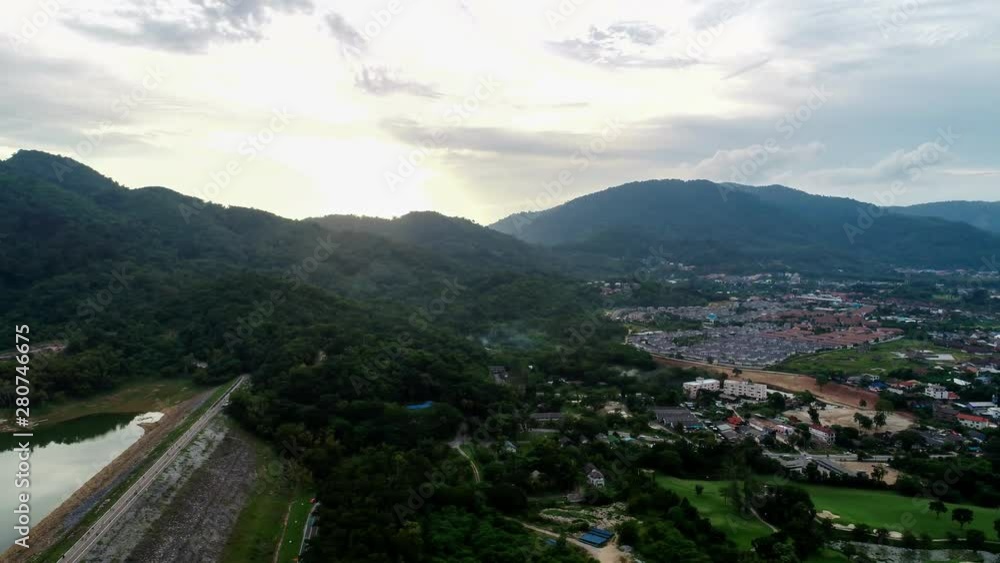 Drone Hyperlapse of scenery green forest and lake,Aerial view drone flying timelapse shot Drone Hyperlapse of scenery green forest and lake,Aerial view drone flying timelapse shot