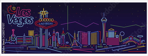 Las Vegas Nevada Neon signs skyline