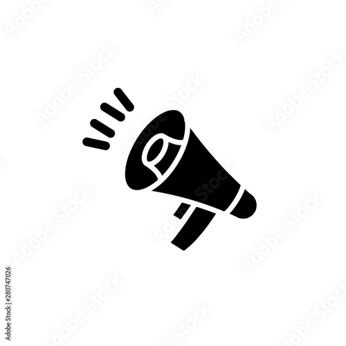 flat megaphone, loudspeaker, broadcasting, glyph icon symbol sign, logo template, vector, eps 10