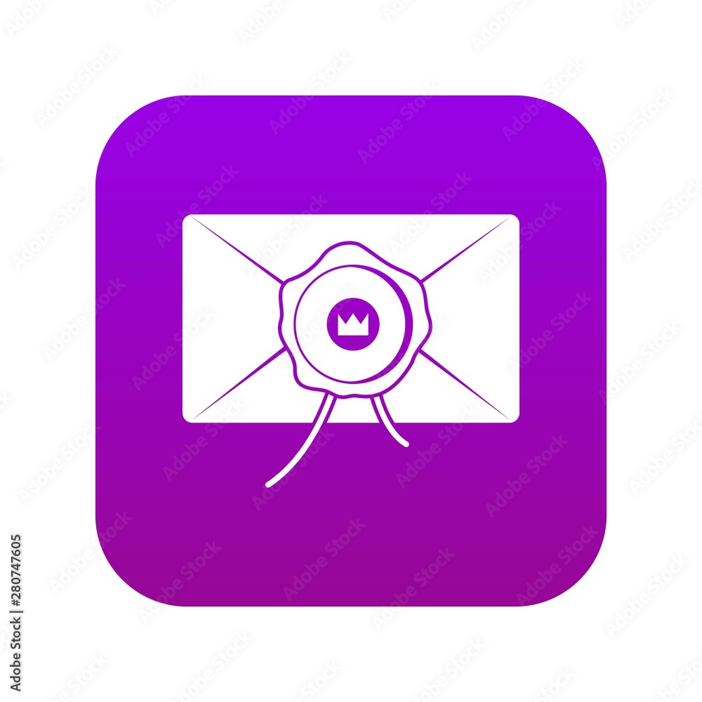 Envelope with wax seal icon digital purple for any design isolated on white vector illustration Envelope with wax seal icon digital purple for any design isolated on white vector illustration