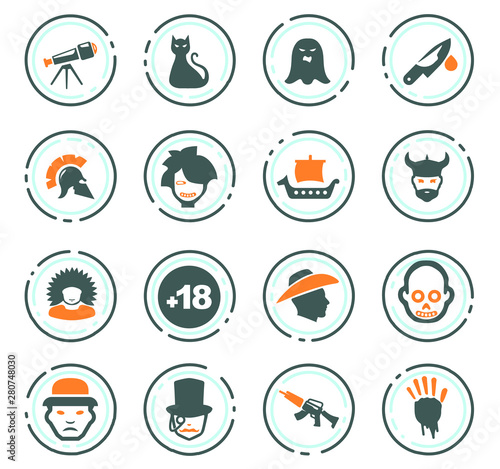Genres of cinema icons set