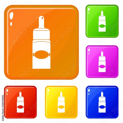 Medical drops icons set collection vector 6 color isolated on white background
