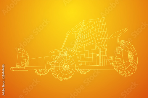 Off road dune buggy car. Terrain vehicle. Outdoor car racing, extreme sport oncept. Wireframe low poly mesh vector illustration