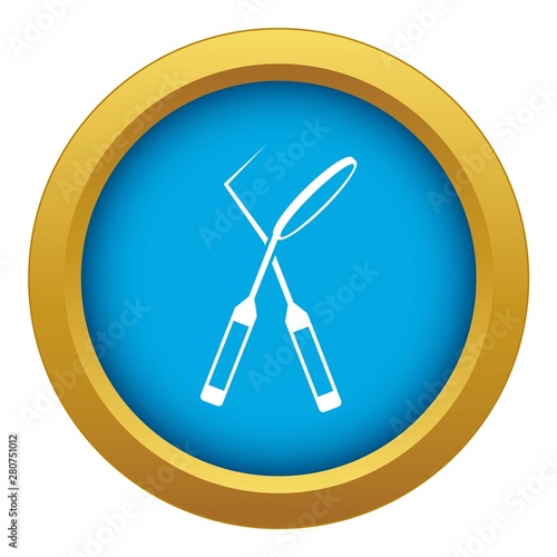 Tooth instruments for dental medicine icon blue vector isolated on white background for any design