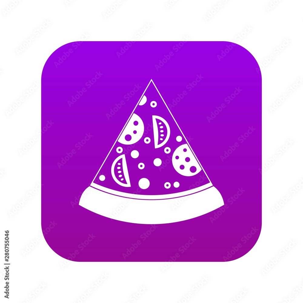 Slice of pizza icon digital purple for any design isolated on white vector illustration Slice of pizza icon digital purple for any design isolated on white vector illustration