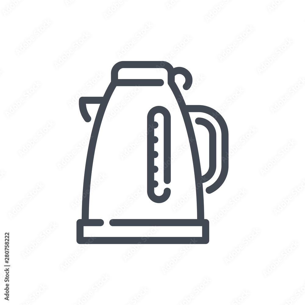 Electric kettle line icon. Vector outline sign. Electric kettle line icon. Vector outline sign.
