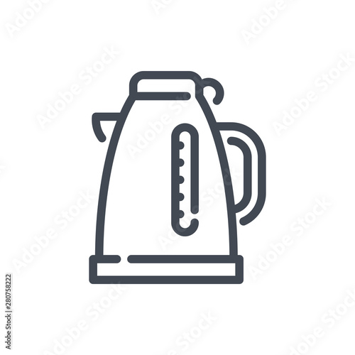 Electric kettle line icon. Vector outline sign.