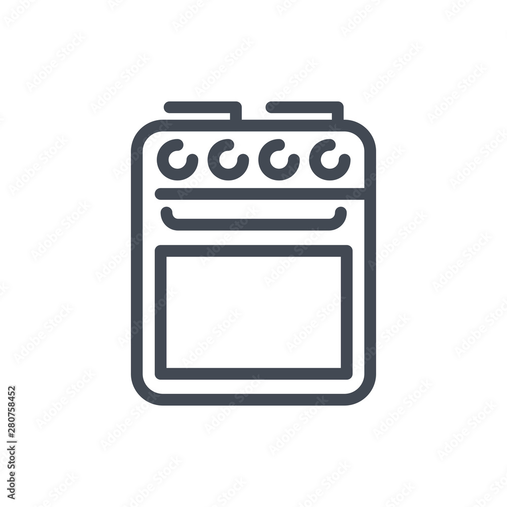 Kitchen stove and oven line icon. Vector outline sign. Kitchen stove and oven line icon. Vector outline sign.