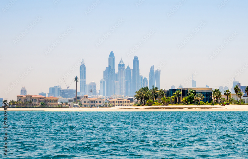 Obraz premium Dubai city view from the Palm island. UAR, United Arab Emirates