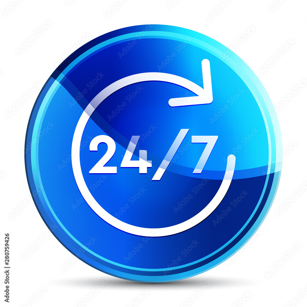 24/7 rotate arrow icon glassy vibrant sky blue round button illustration 24/7 rotate arrow icon glassy vibrant sky blue round button illustration