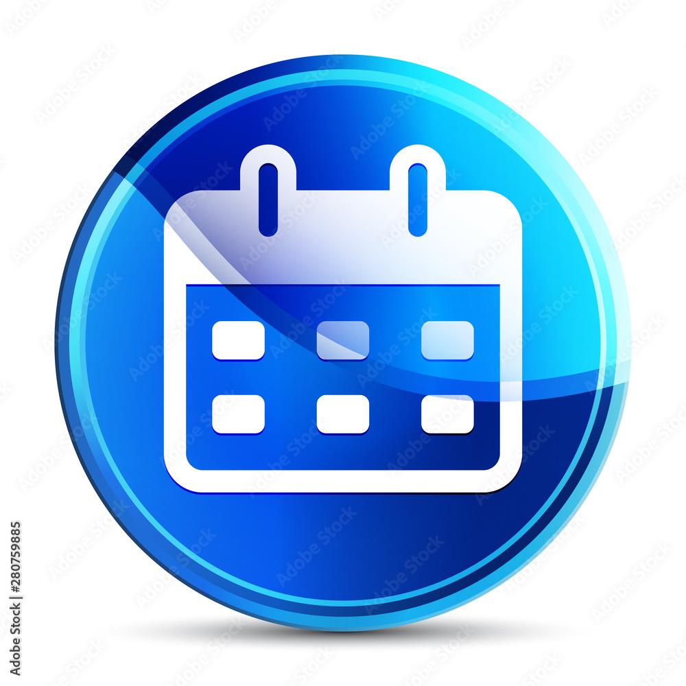 Calendar icon glassy vibrant sky blue round button illustration Calendar icon glassy vibrant sky blue round button illustration