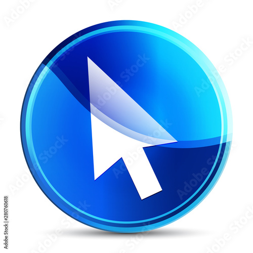 Free Download Cursor icon glassy vibrant sky blue round button illustration - GFXLoad