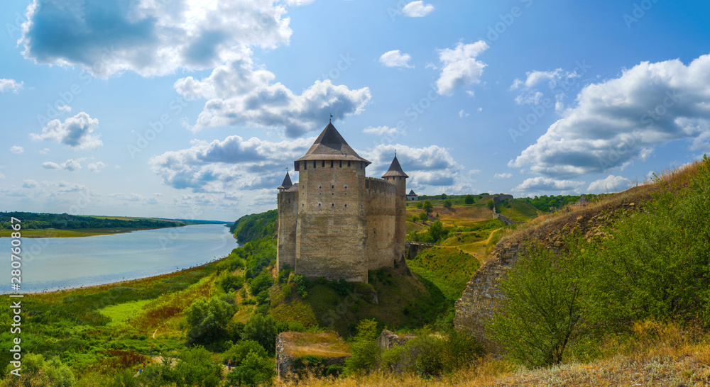 View of Khotyn Fortress on Dniester riverside. Ukraine