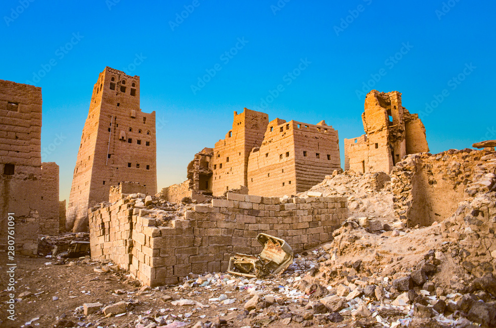 abandonned historic loam city of Marib in South Yemen