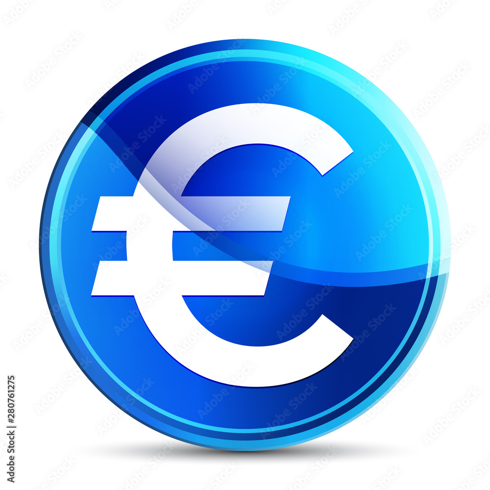 Euro sign icon glassy vibrant sky blue round button illustration Euro sign icon glassy vibrant sky blue round button illustration
